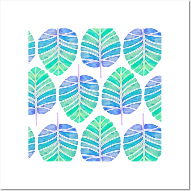 Mint Ombré Alocasia Pattern Wall Art by CatCoq